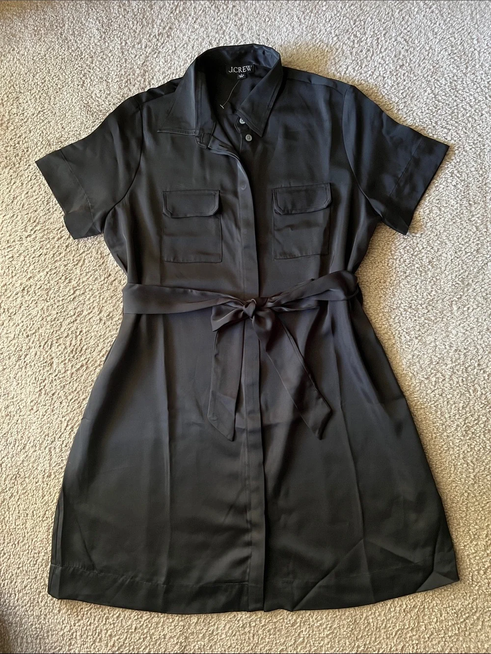 J. Crew Black Mini Satin Short-Dress Sz 8 NWOT